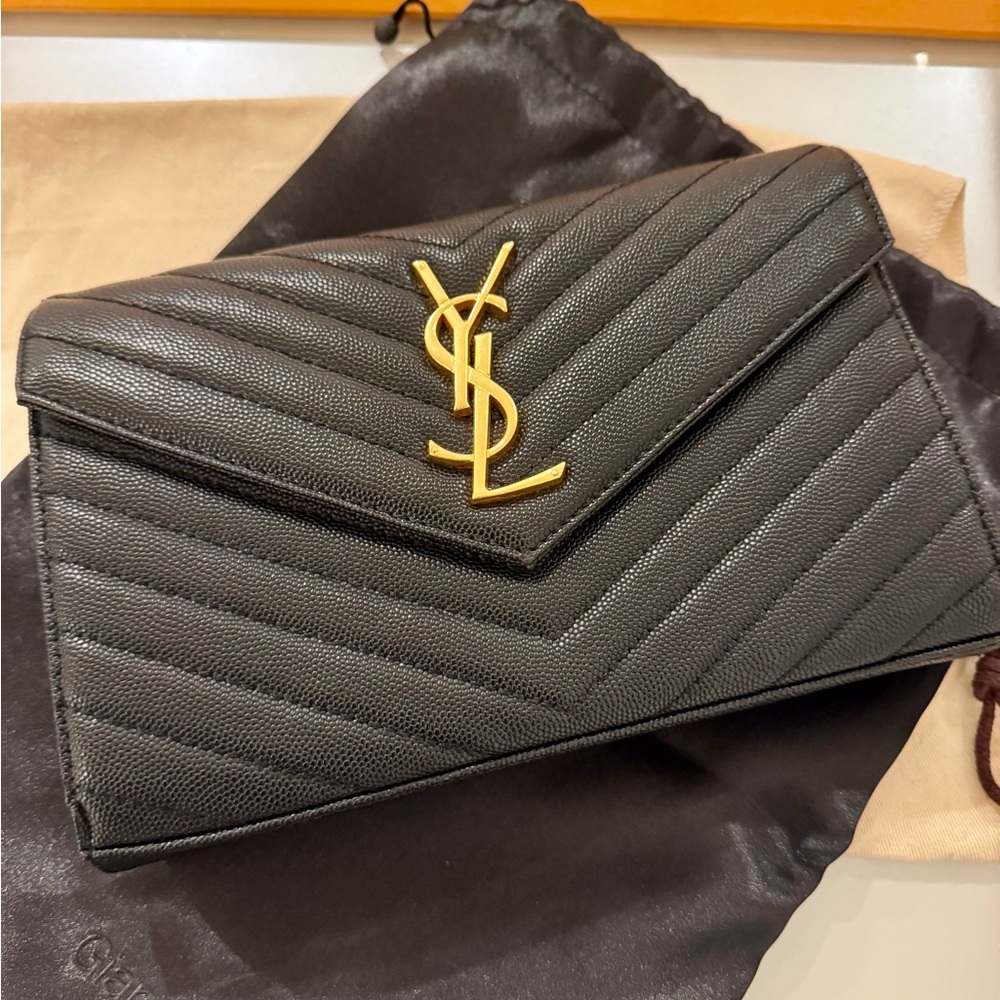 Saint Laurent Black Quilted Leather Clutch